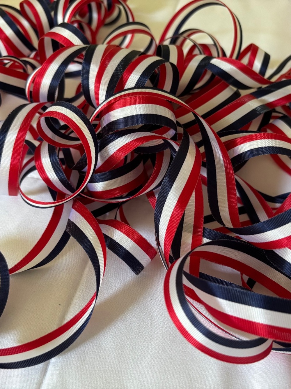 20 Yards of Vintage red, white, and blue striped grosgrain ribbon